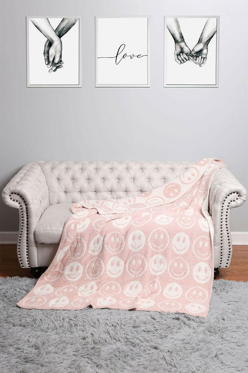 Happy Face Patterned Throw Blanket-Blankets-Krush Kandy, Women's Online Fashion Boutique Located in Phoenix, Arizona (Scottsdale Area)