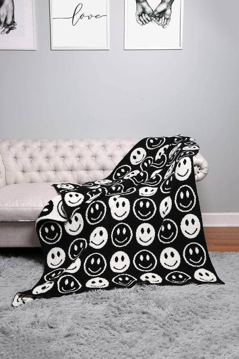 Happy Face Patterned Throw Blanket-Blankets-Krush Kandy, Women's Online Fashion Boutique Located in Phoenix, Arizona (Scottsdale Area)