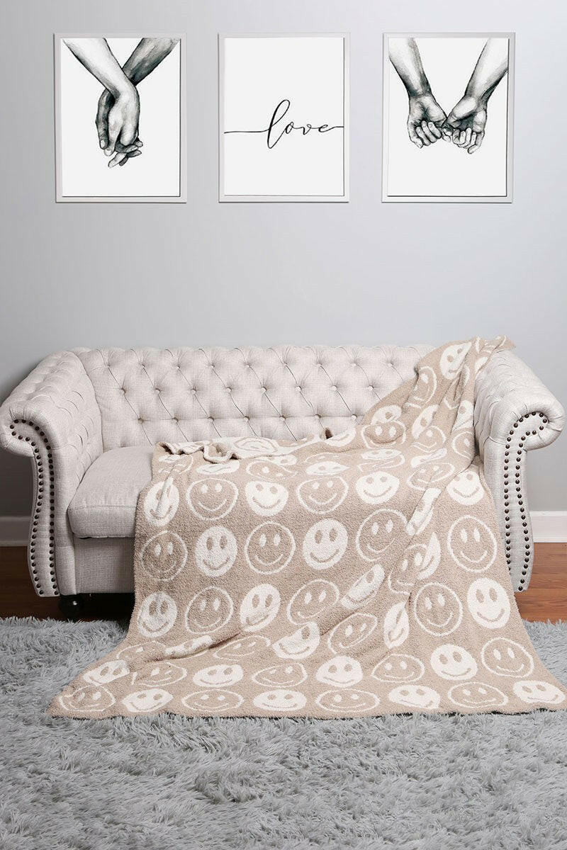 Happy Face Patterned Throw Blanket-Blankets-Krush Kandy, Women's Online Fashion Boutique Located in Phoenix, Arizona (Scottsdale Area)