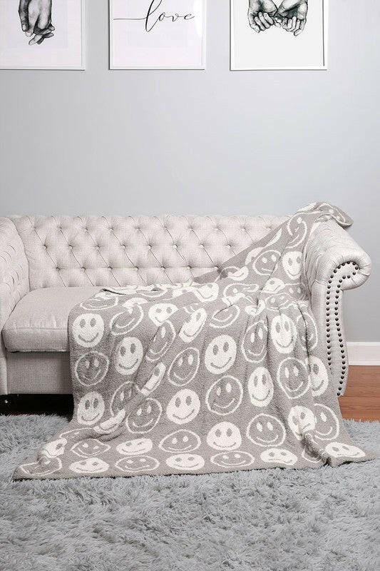 Happy Face Patterned Throw Blanket-Blankets-Krush Kandy, Women's Online Fashion Boutique Located in Phoenix, Arizona (Scottsdale Area)