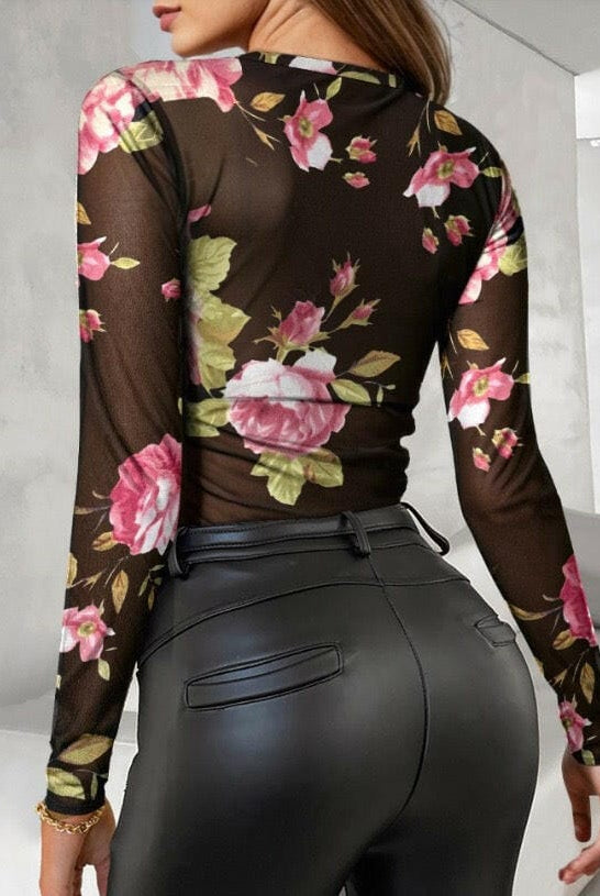 Midnight Rose Mesh Top-Tops-Krush Kandy, Women's Online Fashion Boutique Located in Phoenix, Arizona (Scottsdale Area)