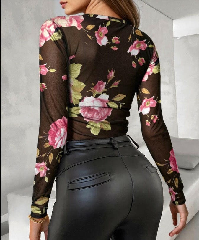 Midnight Rose Mesh Top-Tops-Krush Kandy, Women's Online Fashion Boutique Located in Phoenix, Arizona (Scottsdale Area)