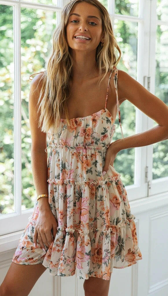 Dreamy Floral Mini Dress-Dresses-Krush Kandy, Women's Online Fashion Boutique Located in Phoenix, Arizona (Scottsdale Area)