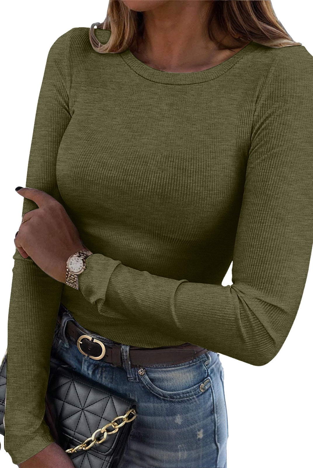Basic Everyday Ribbed Long Sleeve Top-Long Sleeve Tops-Krush Kandy, Women's Online Fashion Boutique Located in Phoenix, Arizona (Scottsdale Area)