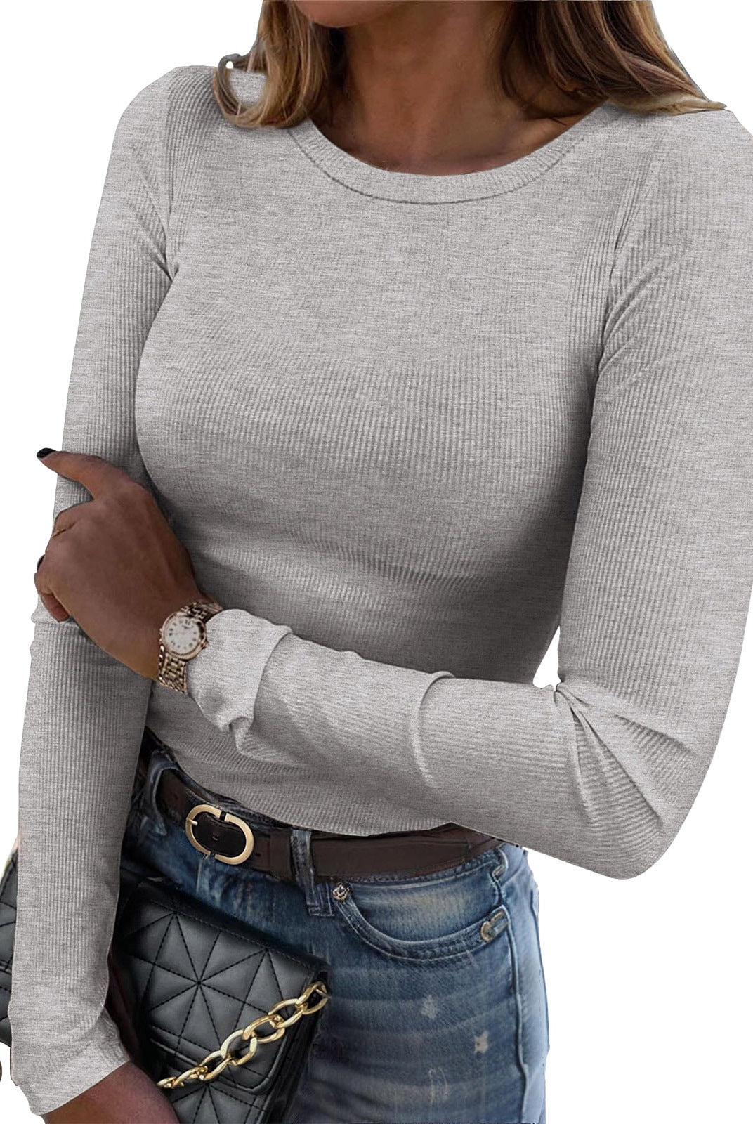 Basic Everyday Ribbed Long Sleeve Top-Long Sleeve Tops-Krush Kandy, Women's Online Fashion Boutique Located in Phoenix, Arizona (Scottsdale Area)