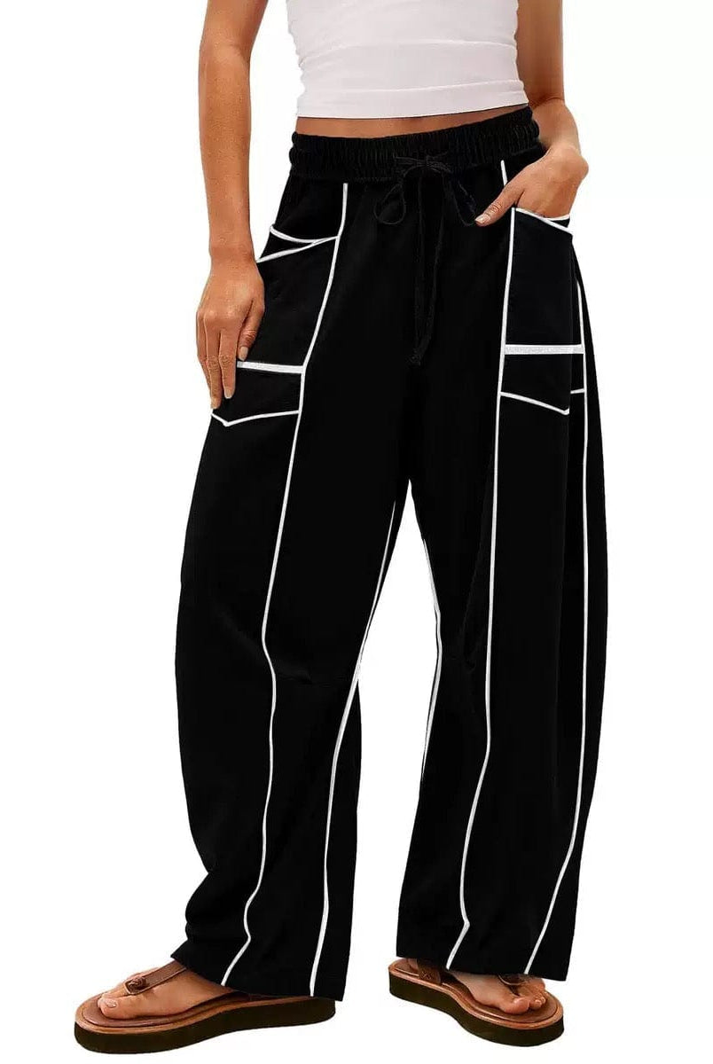 Luxe Contrast Stitching Wide Leg Pants-Pants-Krush Kandy, Women's Online Fashion Boutique Located in Phoenix, Arizona (Scottsdale Area)