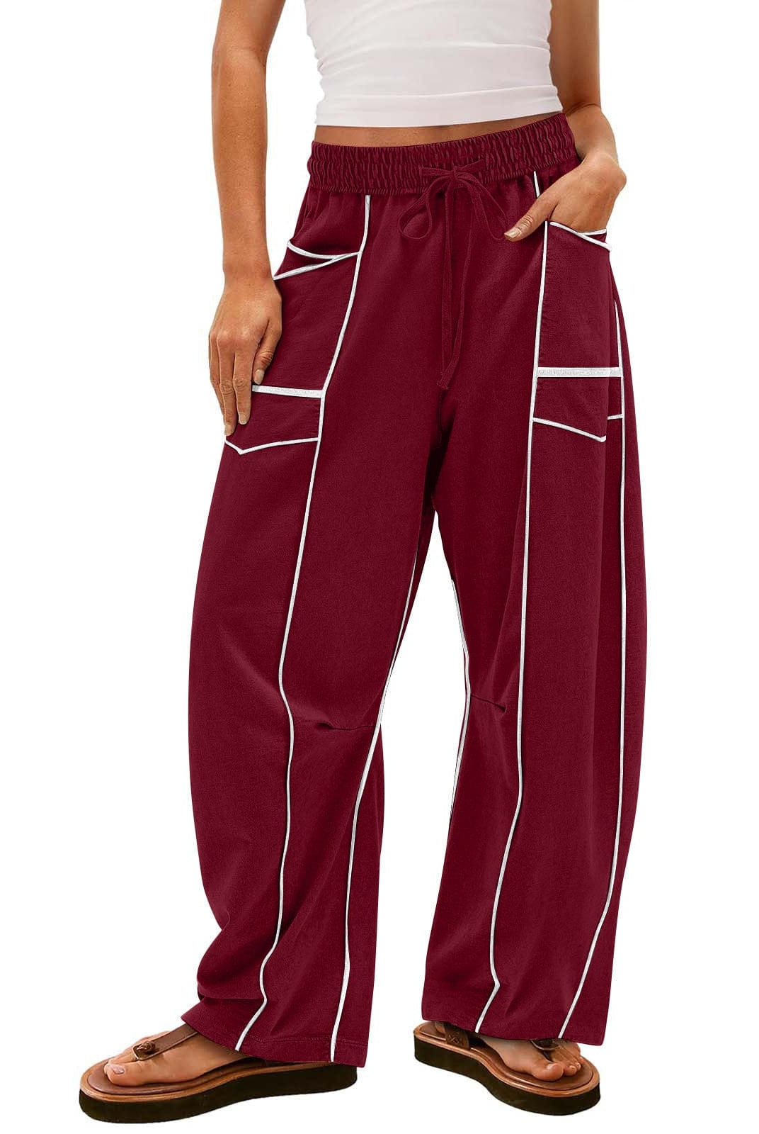 Luxe Contrast Stitching Wide Leg Pants-Pants-Krush Kandy, Women's Online Fashion Boutique Located in Phoenix, Arizona (Scottsdale Area)