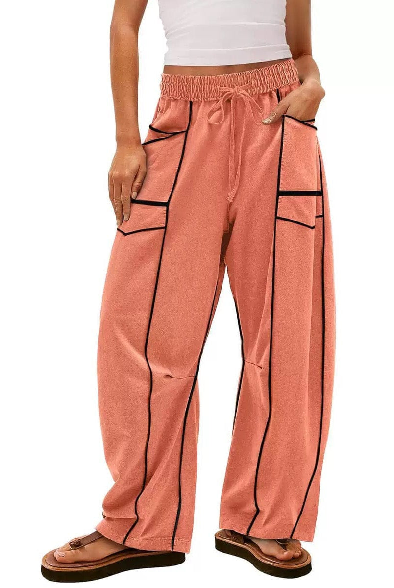 Luxe Contrast Stitching Wide Leg Pants-Pants-Krush Kandy, Women's Online Fashion Boutique Located in Phoenix, Arizona (Scottsdale Area)