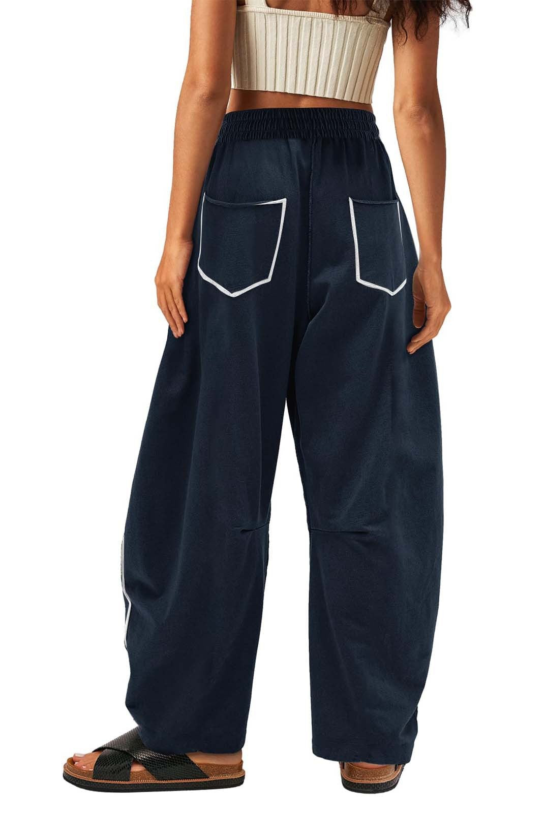 Luxe Contrast Stitching Wide Leg Pants-Pants-Krush Kandy, Women's Online Fashion Boutique Located in Phoenix, Arizona (Scottsdale Area)