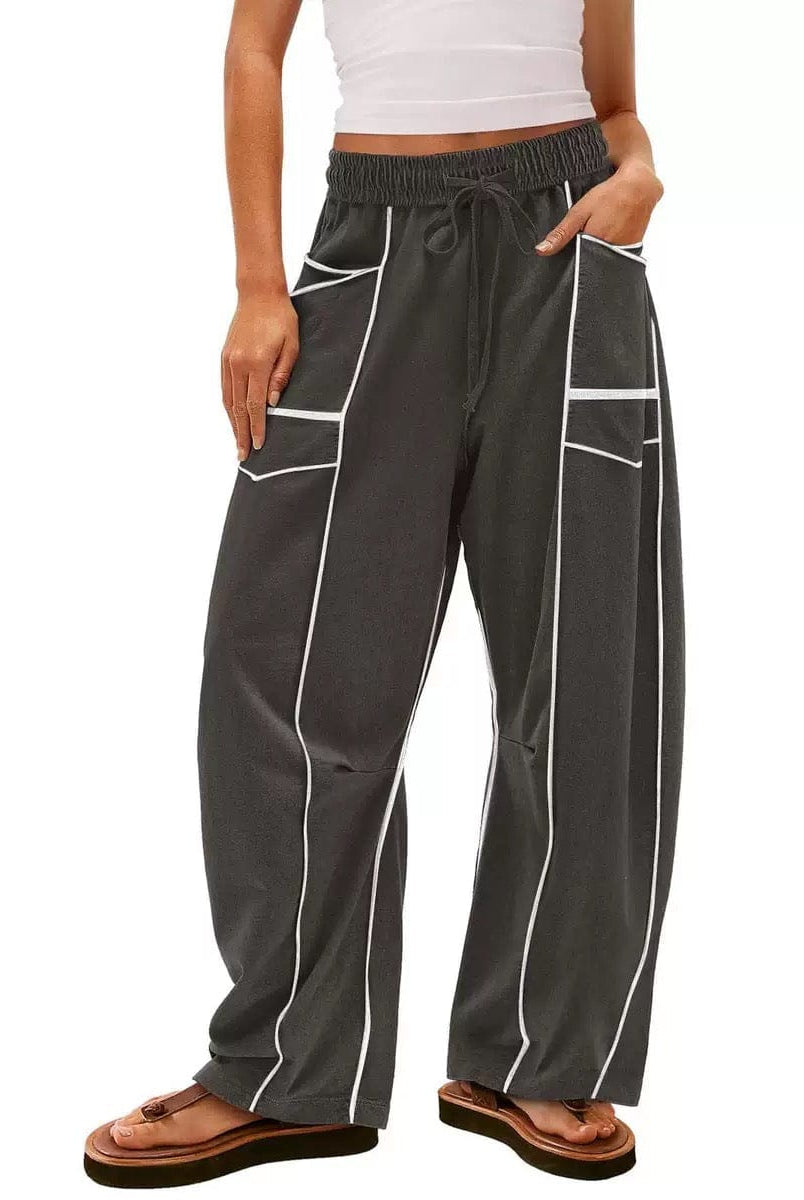Luxe Contrast Stitching Wide Leg Pants-Pants-Krush Kandy, Women's Online Fashion Boutique Located in Phoenix, Arizona (Scottsdale Area)