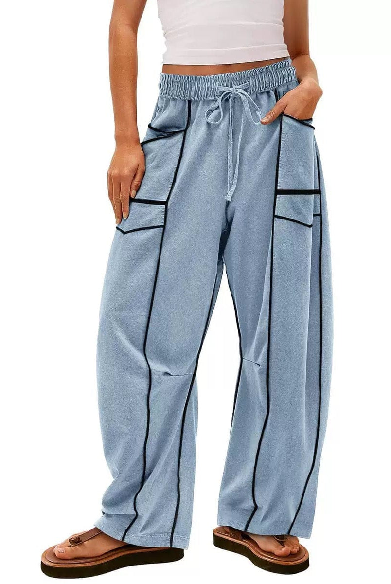 Luxe Contrast Stitching Wide Leg Pants-Pants-Krush Kandy, Women's Online Fashion Boutique Located in Phoenix, Arizona (Scottsdale Area)