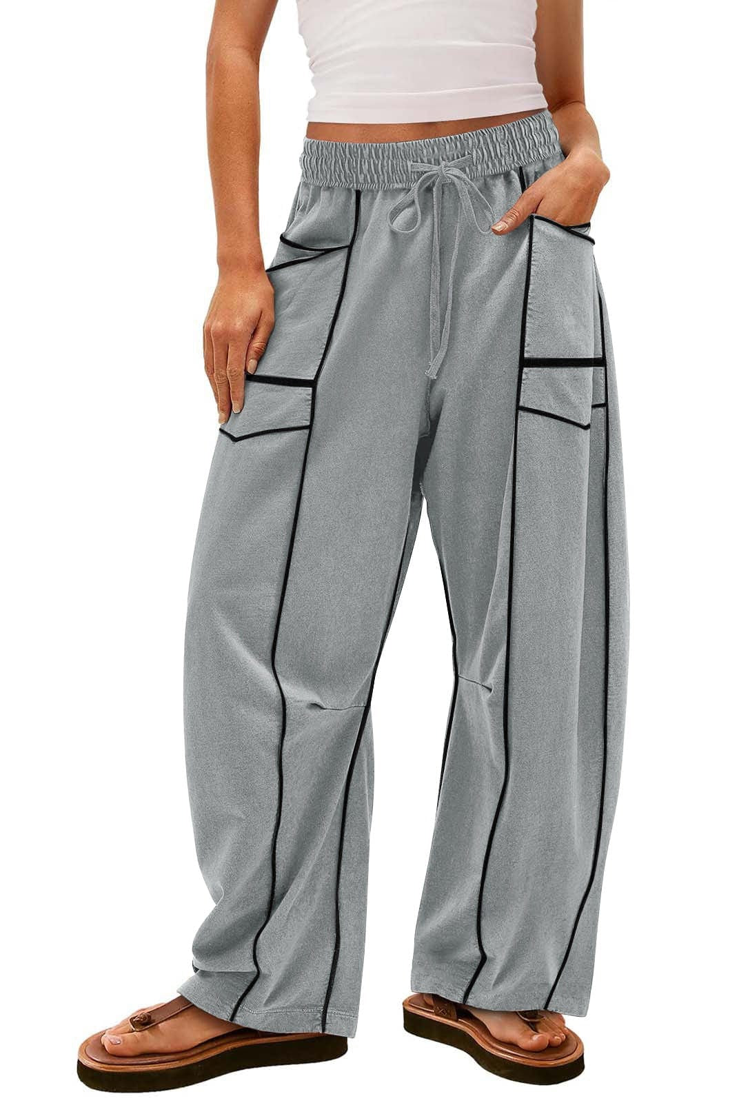 Luxe Contrast Stitching Wide Leg Pants-Pants-Krush Kandy, Women's Online Fashion Boutique Located in Phoenix, Arizona (Scottsdale Area)