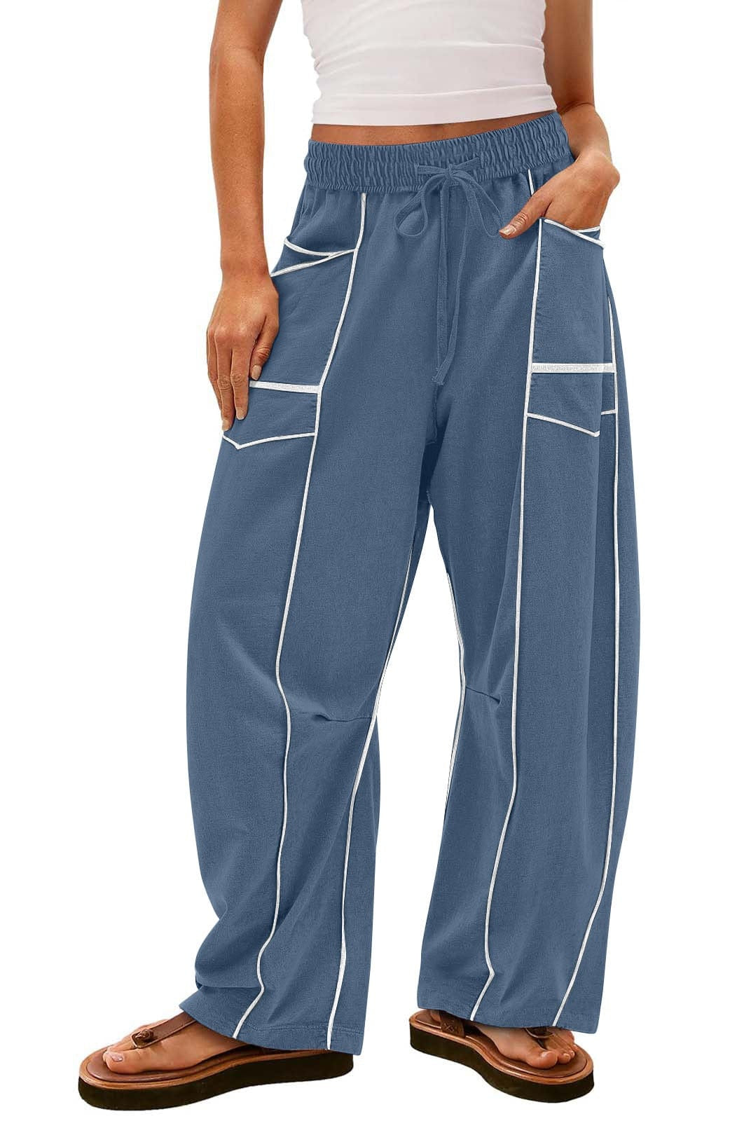 Luxe Contrast Stitching Wide Leg Pants-Pants-Krush Kandy, Women's Online Fashion Boutique Located in Phoenix, Arizona (Scottsdale Area)