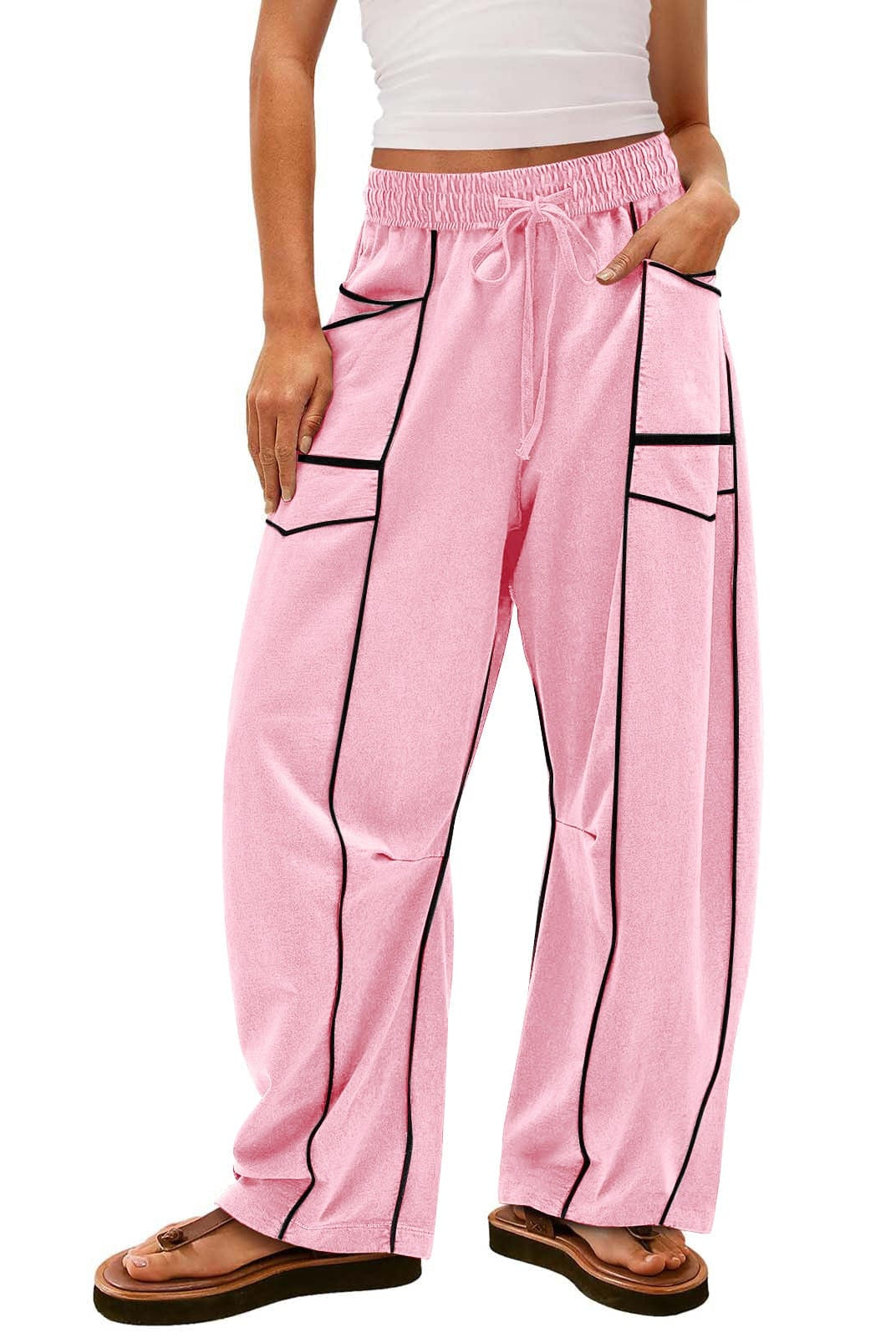 Luxe Contrast Stitching Wide Leg Pants-Pants-Krush Kandy, Women's Online Fashion Boutique Located in Phoenix, Arizona (Scottsdale Area)