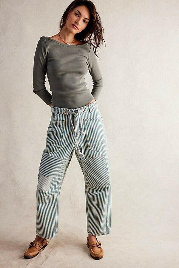 Easy Days Patchwork Railroad Striped Pants-Pants-Krush Kandy, Women's Online Fashion Boutique Located in Phoenix, Arizona (Scottsdale Area)