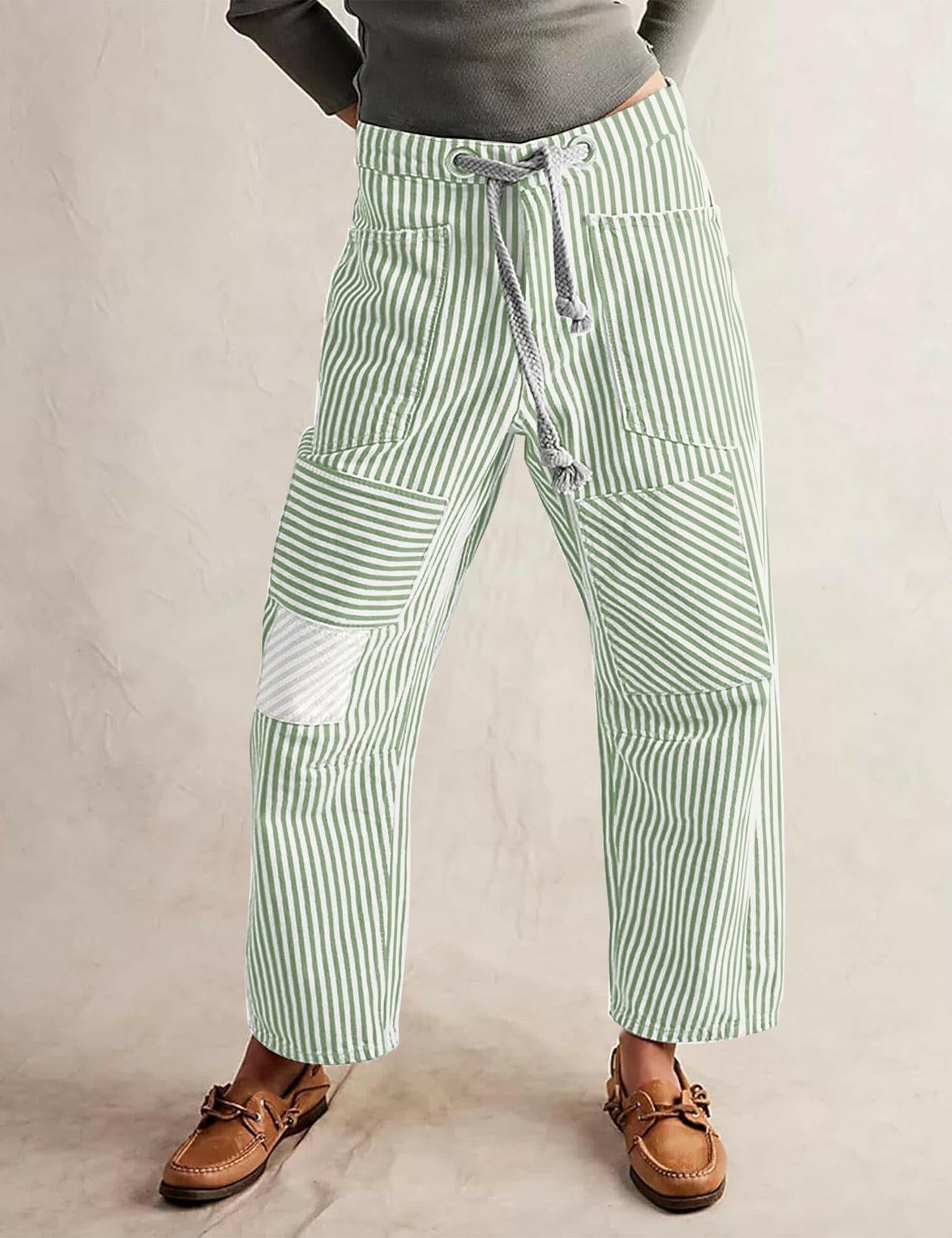 Easy Days Patchwork Railroad Striped Pants-Pants-Krush Kandy, Women's Online Fashion Boutique Located in Phoenix, Arizona (Scottsdale Area)