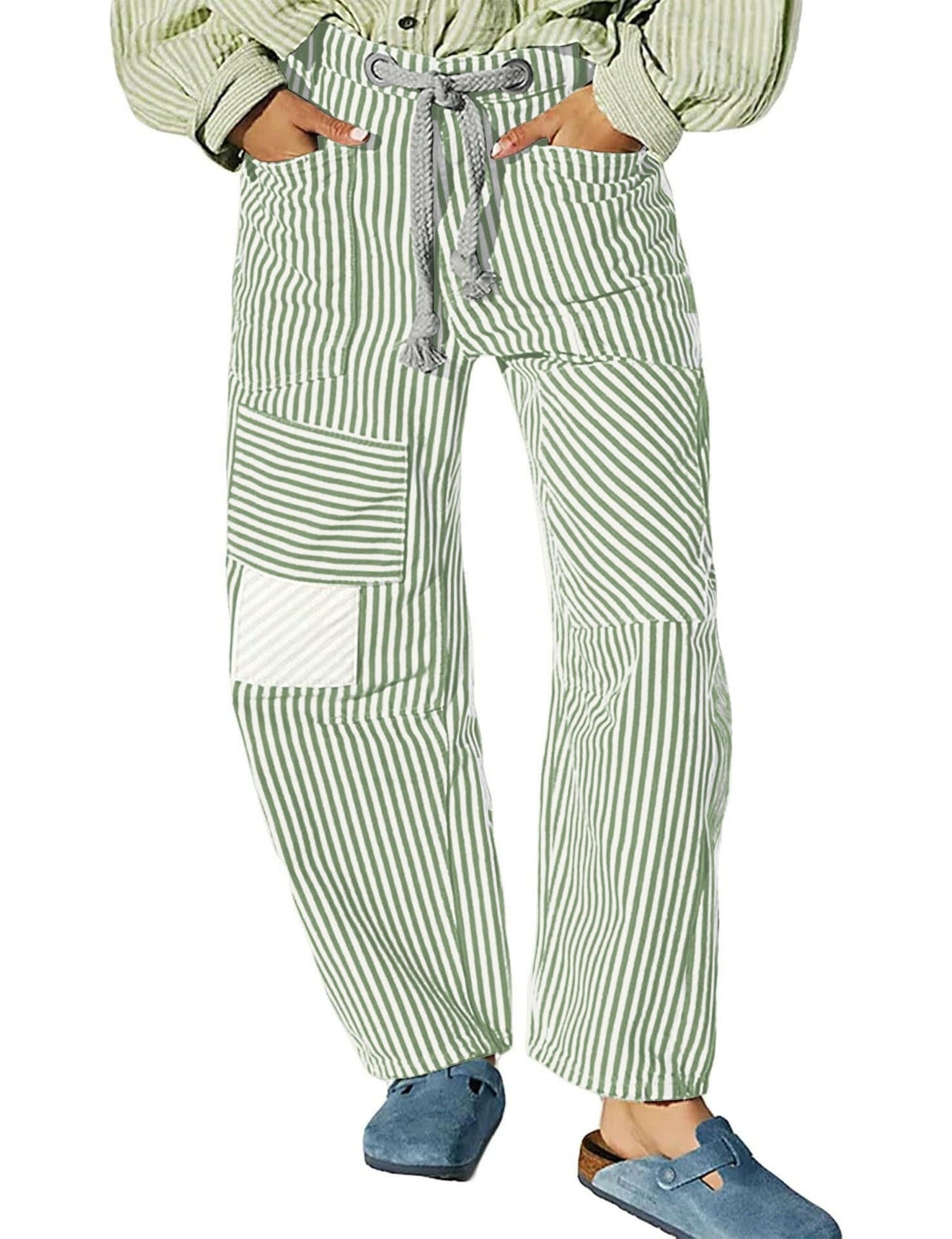 Easy Days Patchwork Railroad Striped Pants-Pants-Krush Kandy, Women's Online Fashion Boutique Located in Phoenix, Arizona (Scottsdale Area)