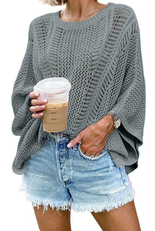 Cozy Chic Open Knit Sweater-Tops-Krush Kandy, Women's Online Fashion Boutique Located in Phoenix, Arizona (Scottsdale Area)