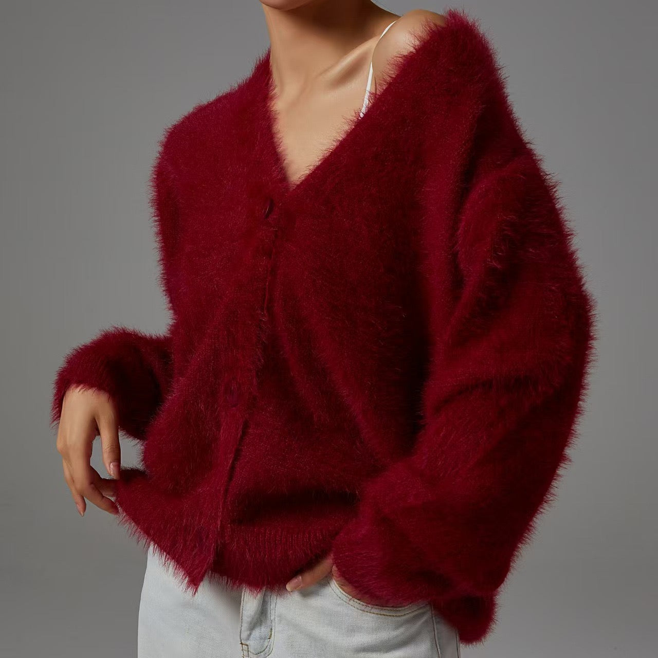 Luxe Soft Fuzzy Button Cardigan-Cardigans-Krush Kandy, Women's Online Fashion Boutique Located in Phoenix, Arizona (Scottsdale Area)
