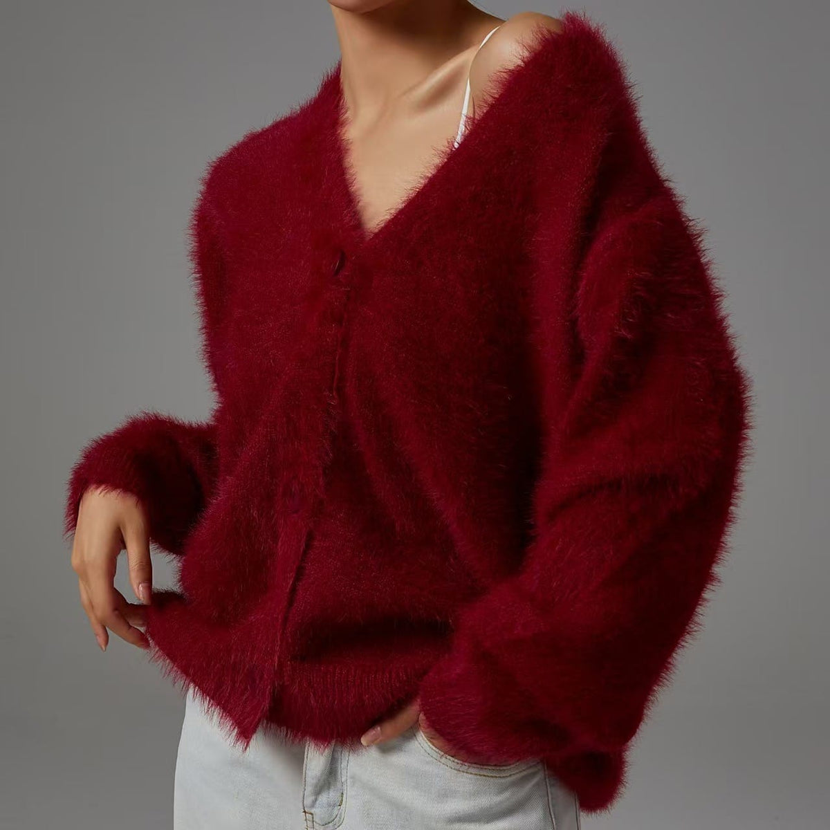 Luxe Soft Fuzzy Button Cardigan-Cardigans-Krush Kandy, Women's Online Fashion Boutique Located in Phoenix, Arizona (Scottsdale Area)
