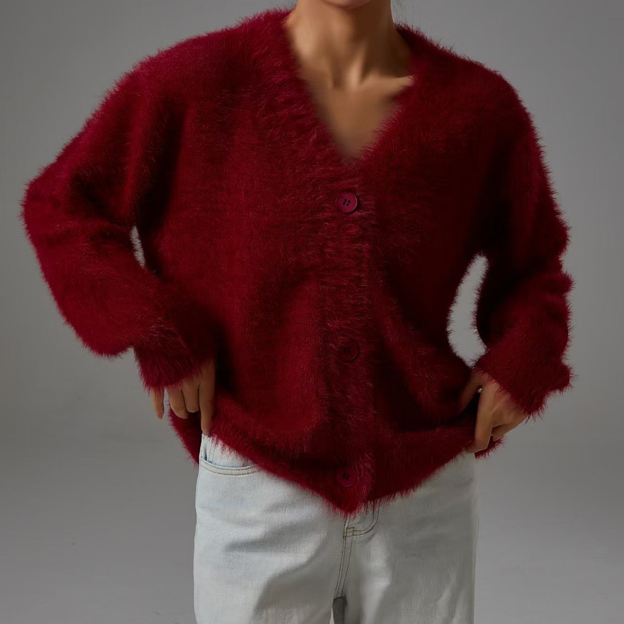 Luxe Soft Fuzzy Button Cardigan-Cardigans-Krush Kandy, Women's Online Fashion Boutique Located in Phoenix, Arizona (Scottsdale Area)