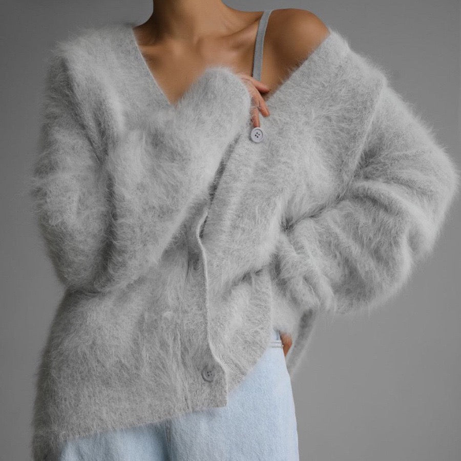 Luxe Soft Fuzzy Button Cardigan-Cardigans-Krush Kandy, Women's Online Fashion Boutique Located in Phoenix, Arizona (Scottsdale Area)