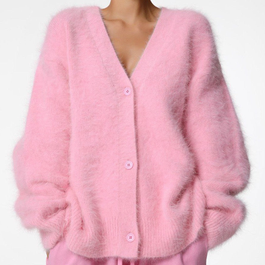 Luxe Soft Fuzzy Button Cardigan-Cardigans-Krush Kandy, Women's Online Fashion Boutique Located in Phoenix, Arizona (Scottsdale Area)