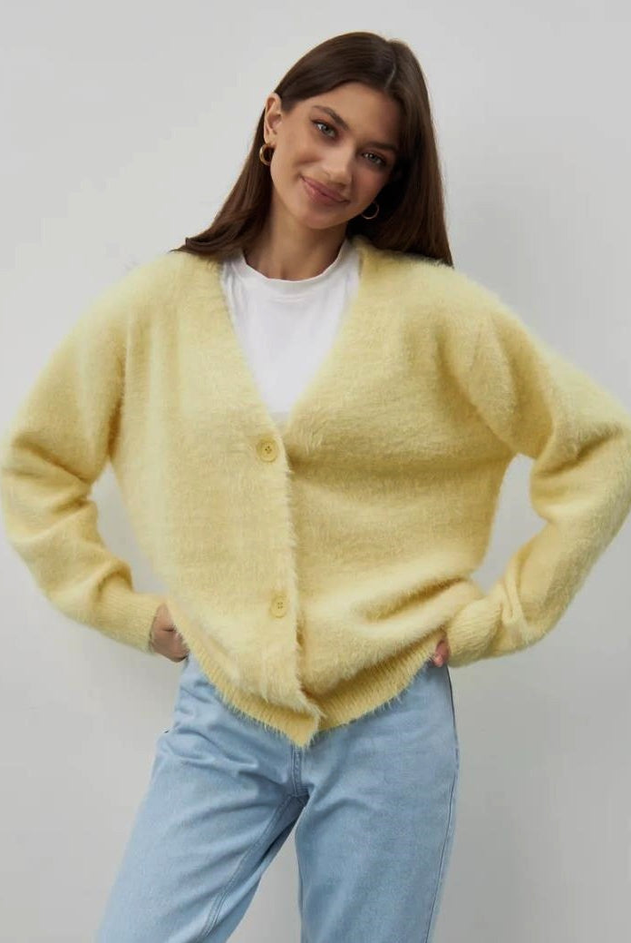 Luxe Soft Fuzzy Button Cardigan-Cardigans-Krush Kandy, Women's Online Fashion Boutique Located in Phoenix, Arizona (Scottsdale Area)