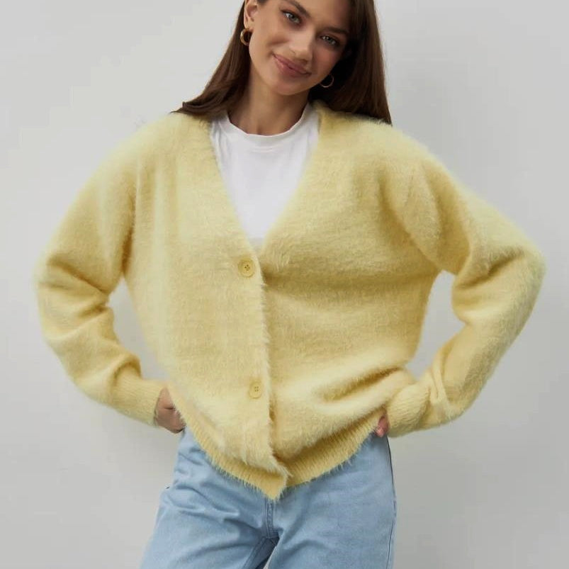 Luxe Soft Fuzzy Button Cardigan-Cardigans-Krush Kandy, Women's Online Fashion Boutique Located in Phoenix, Arizona (Scottsdale Area)