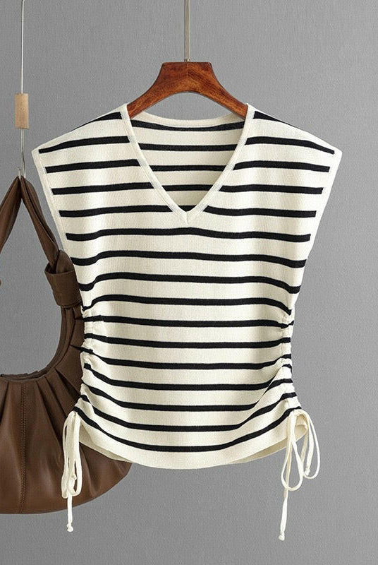 Elegant Ruched Side V-Neck Sleeveless Top-Tops-Krush Kandy, Women's Online Fashion Boutique Located in Phoenix, Arizona (Scottsdale Area)