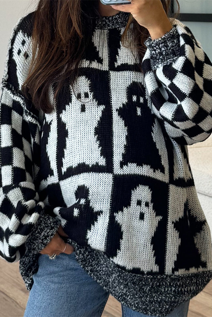 Check Me Boo Ghost Sweater-Sweater-Krush Kandy, Women's Online Fashion Boutique Located in Phoenix, Arizona (Scottsdale Area)