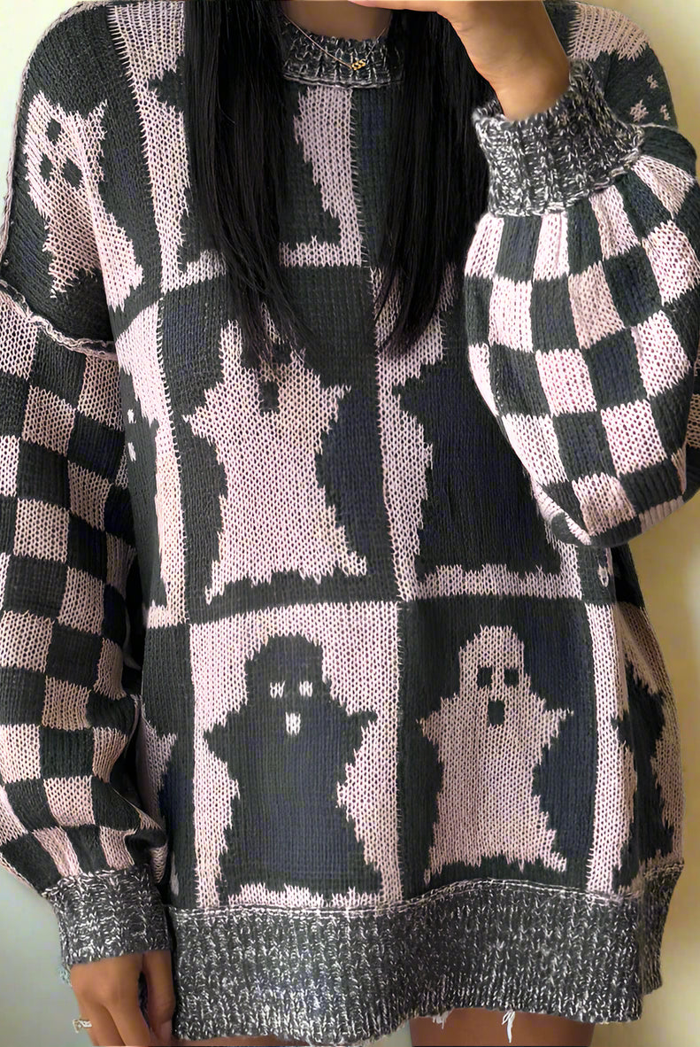 Check Me Boo Ghost Sweater-Sweater-Krush Kandy, Women's Online Fashion Boutique Located in Phoenix, Arizona (Scottsdale Area)