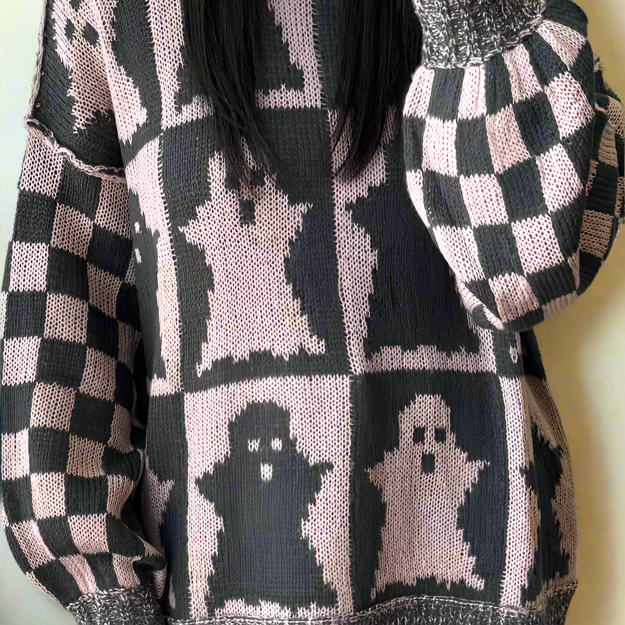 Check Me Boo Ghost Sweater-Sweater-Krush Kandy, Women's Online Fashion Boutique Located in Phoenix, Arizona (Scottsdale Area)