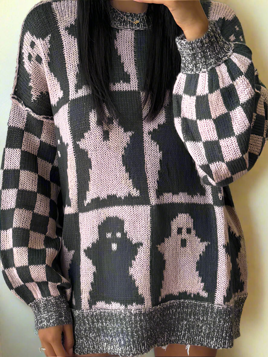 Check Me Boo Ghost Sweater-Sweater-Krush Kandy, Women's Online Fashion Boutique Located in Phoenix, Arizona (Scottsdale Area)