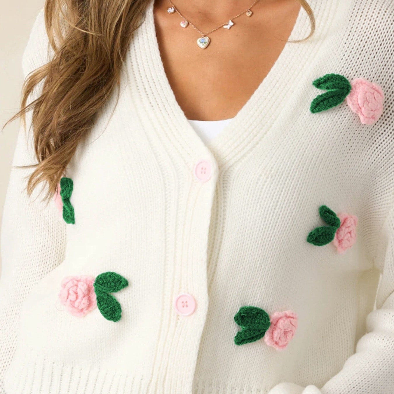 Wish You Roses Knit Cardigan-Cardigans-Krush Kandy, Women's Online Fashion Boutique Located in Phoenix, Arizona (Scottsdale Area)