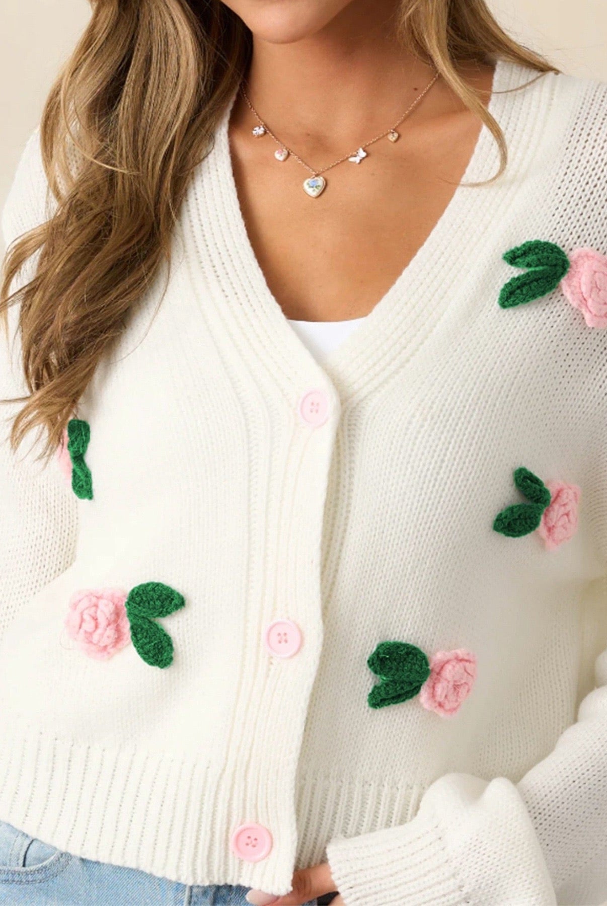 Wish You Roses Knit Cardigan-Cardigans-Krush Kandy, Women's Online Fashion Boutique Located in Phoenix, Arizona (Scottsdale Area)
