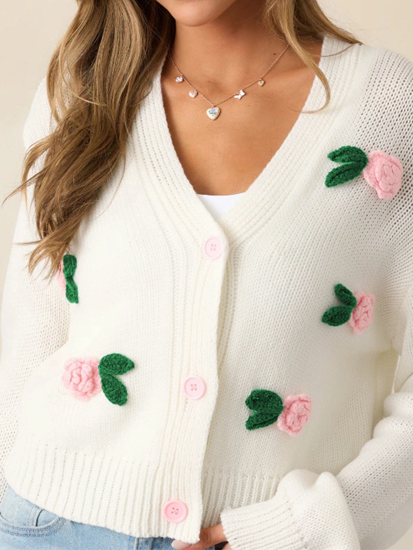 Wish You Roses Knit Cardigan-Cardigans-Krush Kandy, Women's Online Fashion Boutique Located in Phoenix, Arizona (Scottsdale Area)