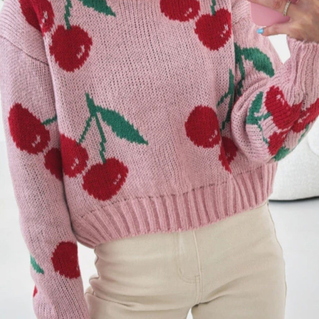 Cherry On Top Luxe Ribbed Sweater-Sweaters-Krush Kandy, Women's Online Fashion Boutique Located in Phoenix, Arizona (Scottsdale Area)
