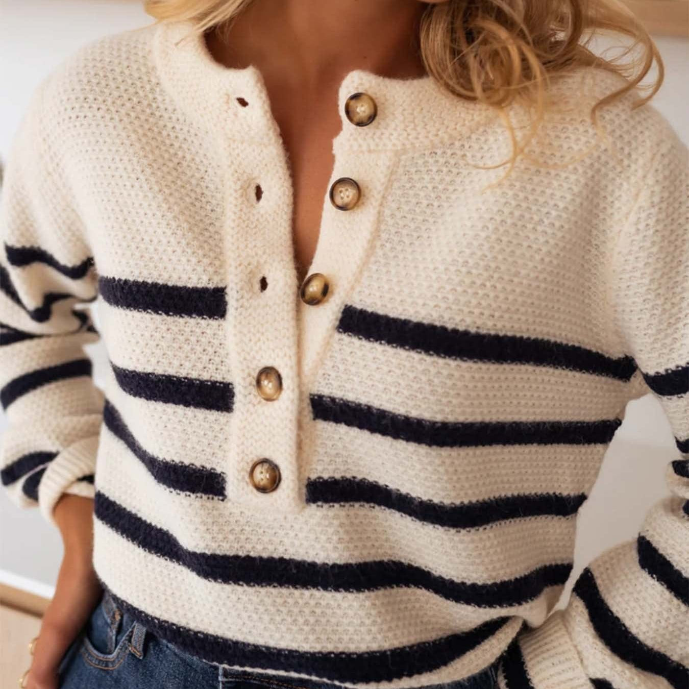 Warm Wishes Stripe Long Sleeve Sweater-Sweaters-Krush Kandy, Women's Online Fashion Boutique Located in Phoenix, Arizona (Scottsdale Area)
