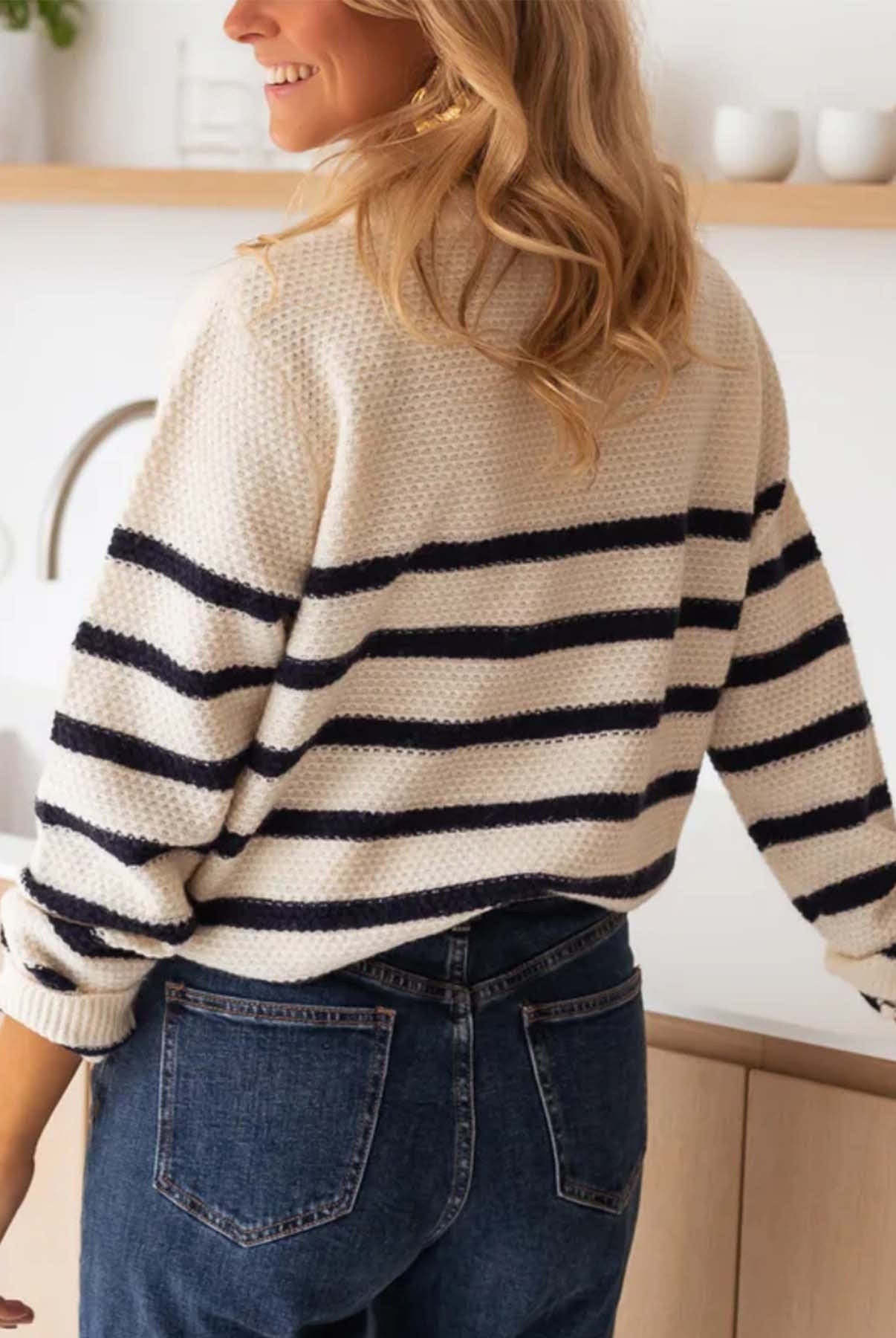 Warm Wishes Stripe Long Sleeve Sweater-Sweaters-Krush Kandy, Women's Online Fashion Boutique Located in Phoenix, Arizona (Scottsdale Area)