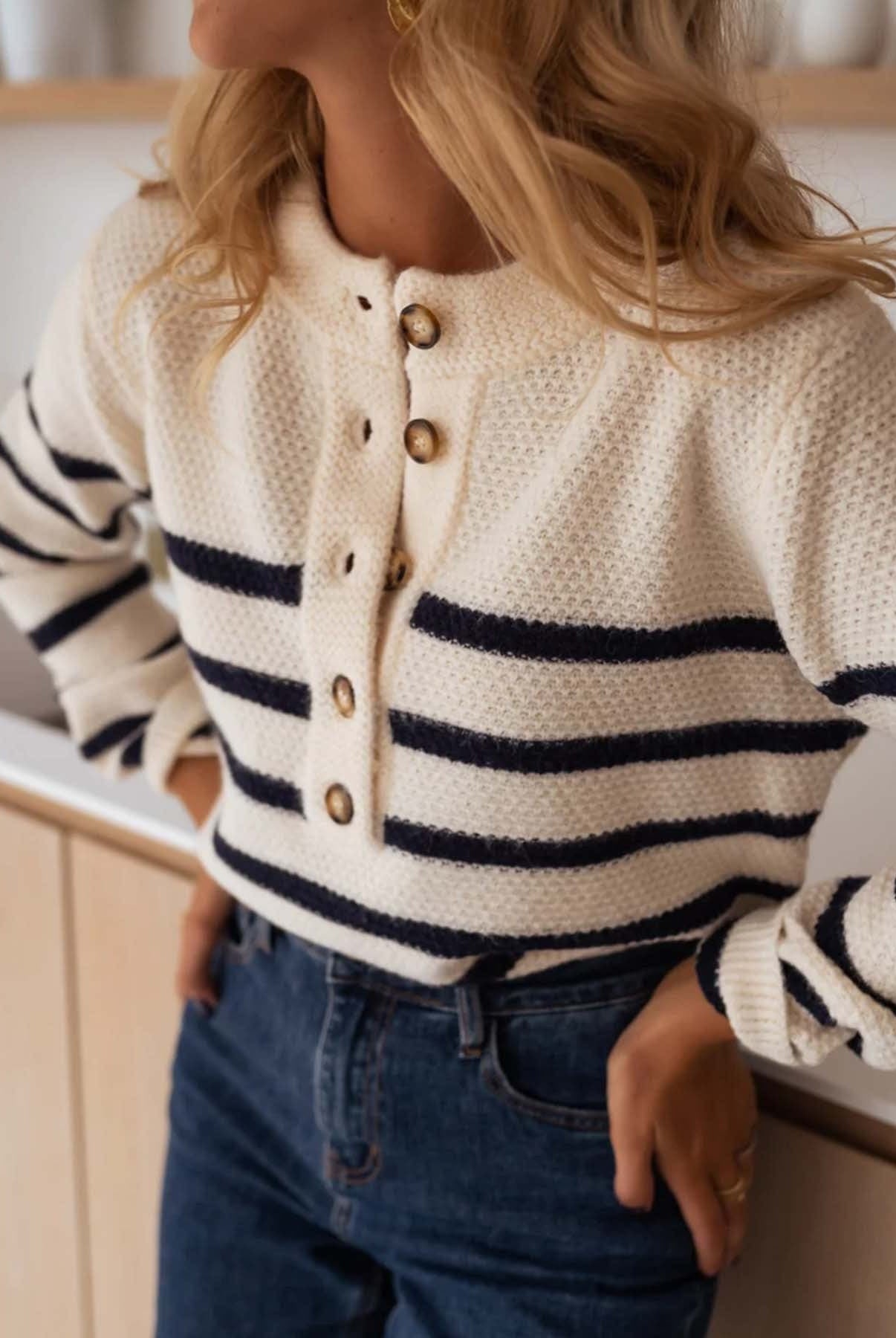 Warm Wishes Stripe Long Sleeve Sweater-Sweaters-Krush Kandy, Women's Online Fashion Boutique Located in Phoenix, Arizona (Scottsdale Area)
