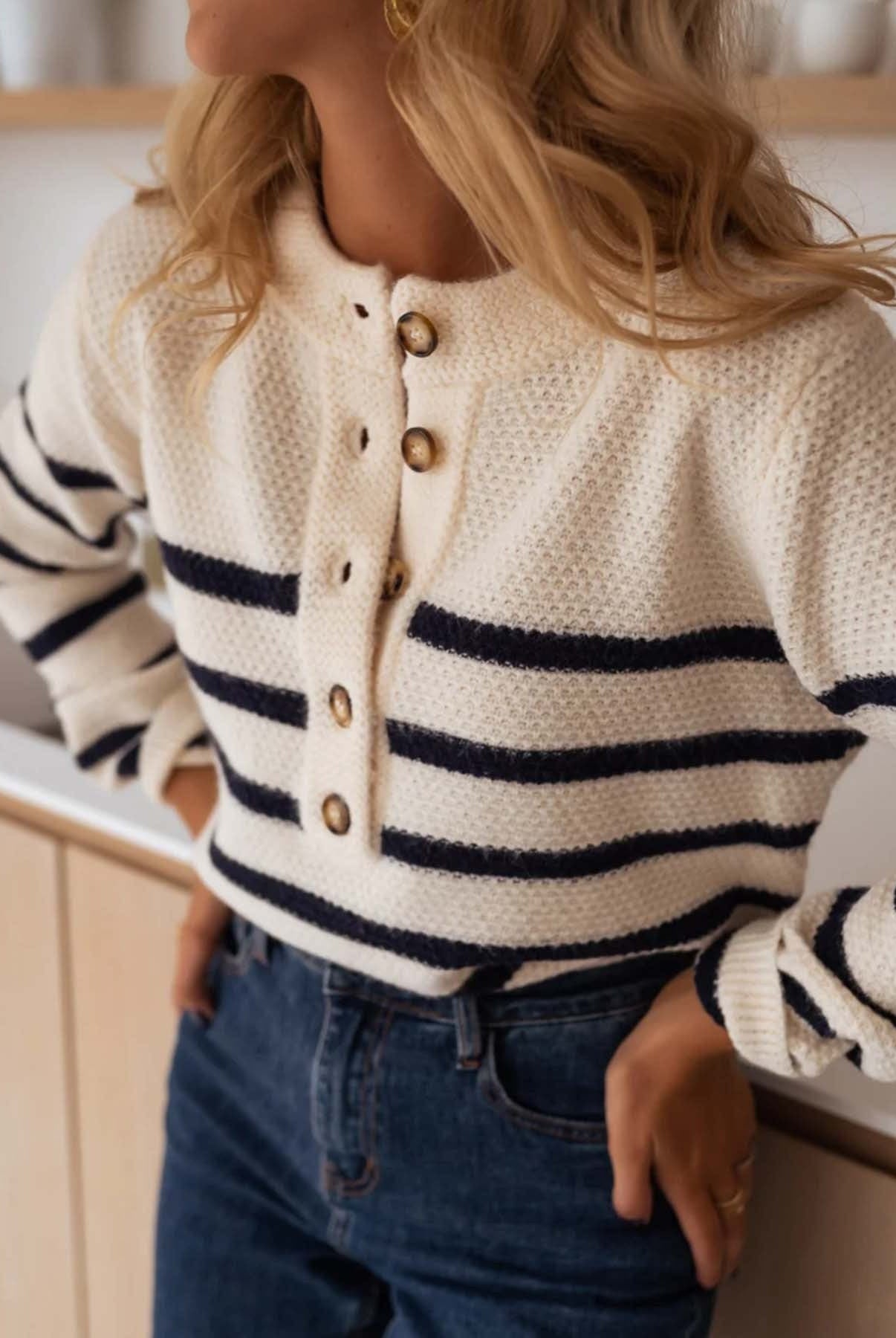 Warm Wishes Stripe Long Sleeve Sweater-Sweaters-Krush Kandy, Women's Online Fashion Boutique Located in Phoenix, Arizona (Scottsdale Area)
