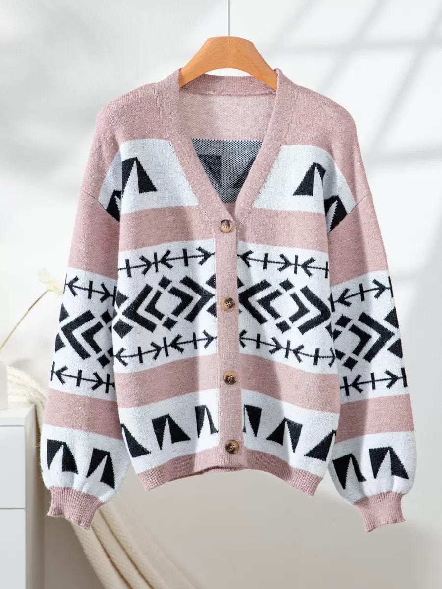 Wild & Free Geometric Button Cardigan-Cardigan-Krush Kandy, Women's Online Fashion Boutique Located in Phoenix, Arizona (Scottsdale Area)