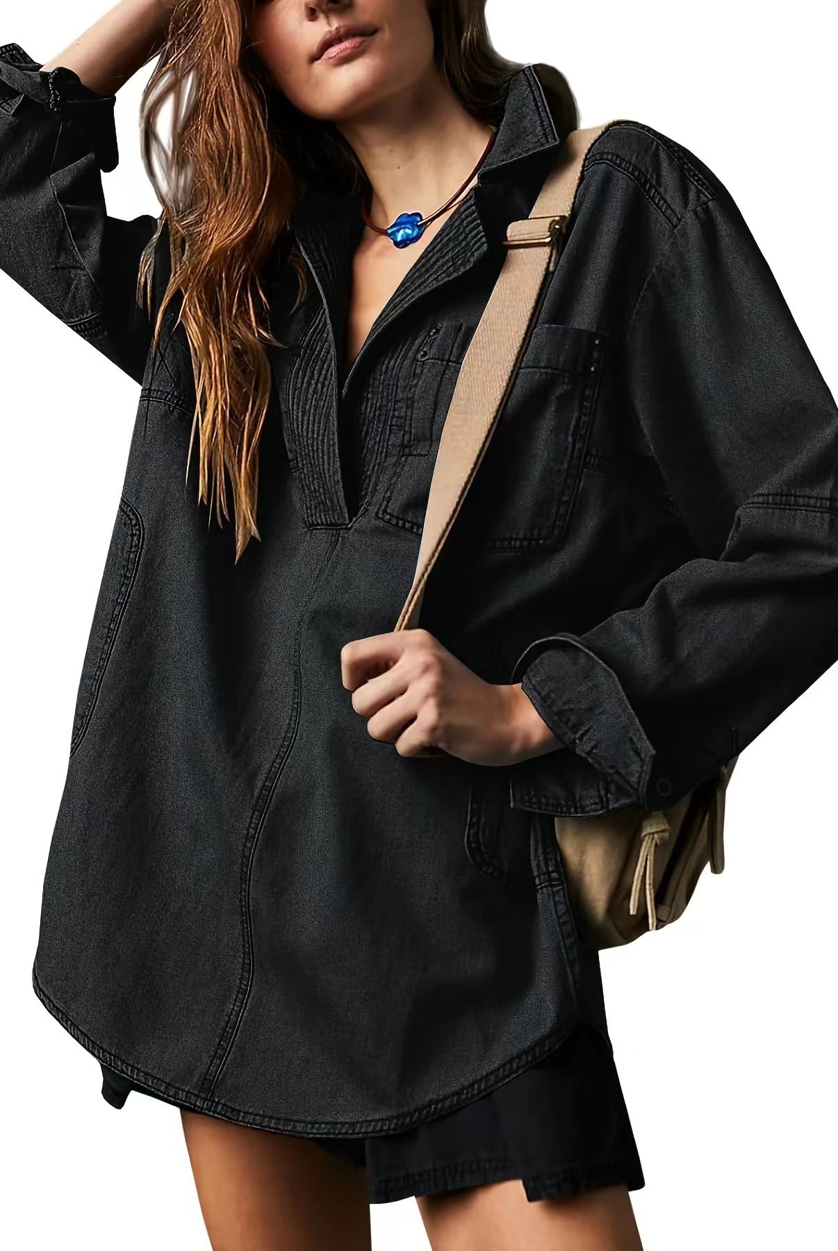 Rodeo Muse Denim Long Sleeve Top-Long Sleeve Tops-Krush Kandy, Women's Online Fashion Boutique Located in Phoenix, Arizona (Scottsdale Area)