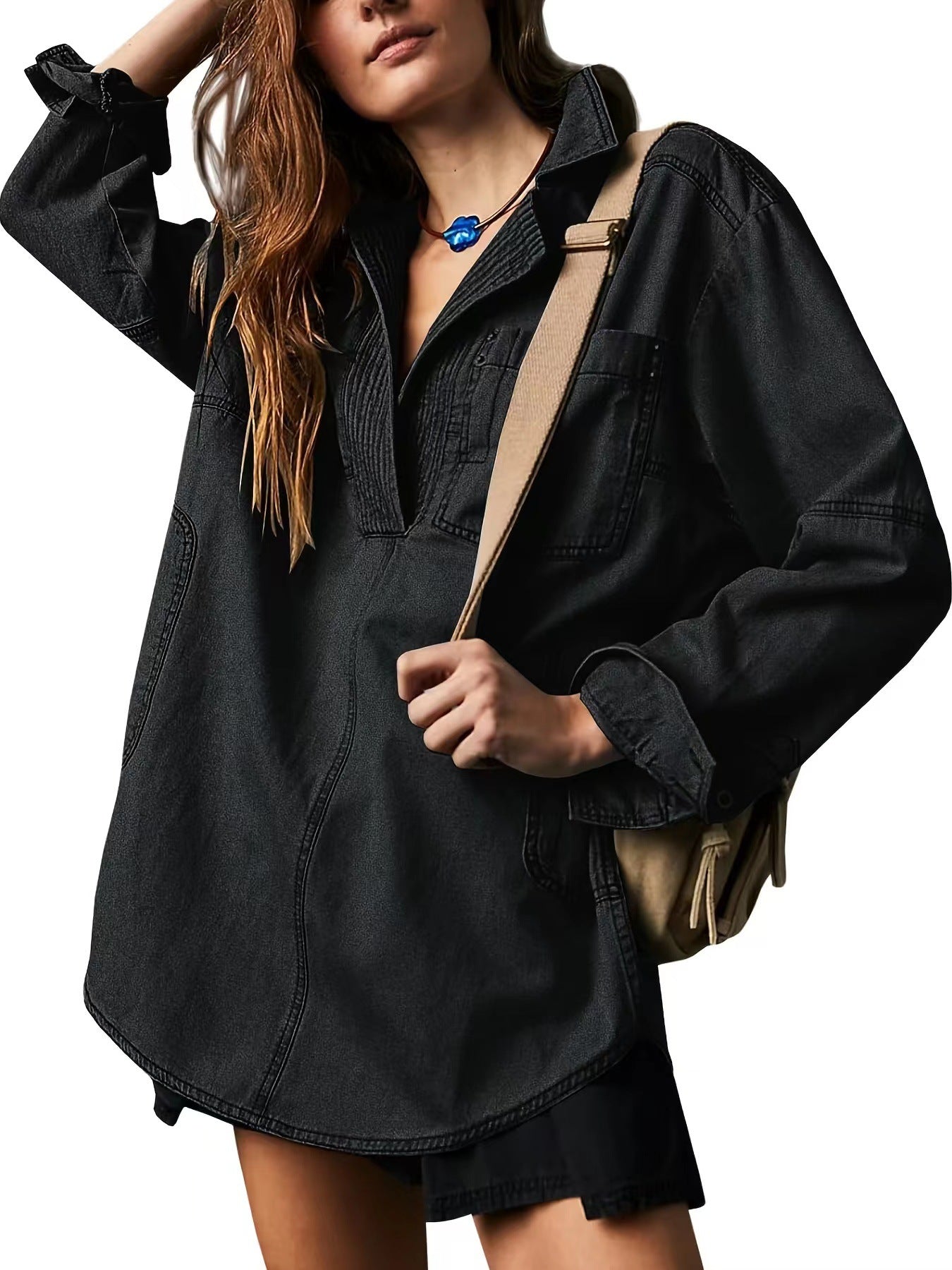 Rodeo Muse Denim Long Sleeve Top-Long Sleeve Tops-Krush Kandy, Women's Online Fashion Boutique Located in Phoenix, Arizona (Scottsdale Area)