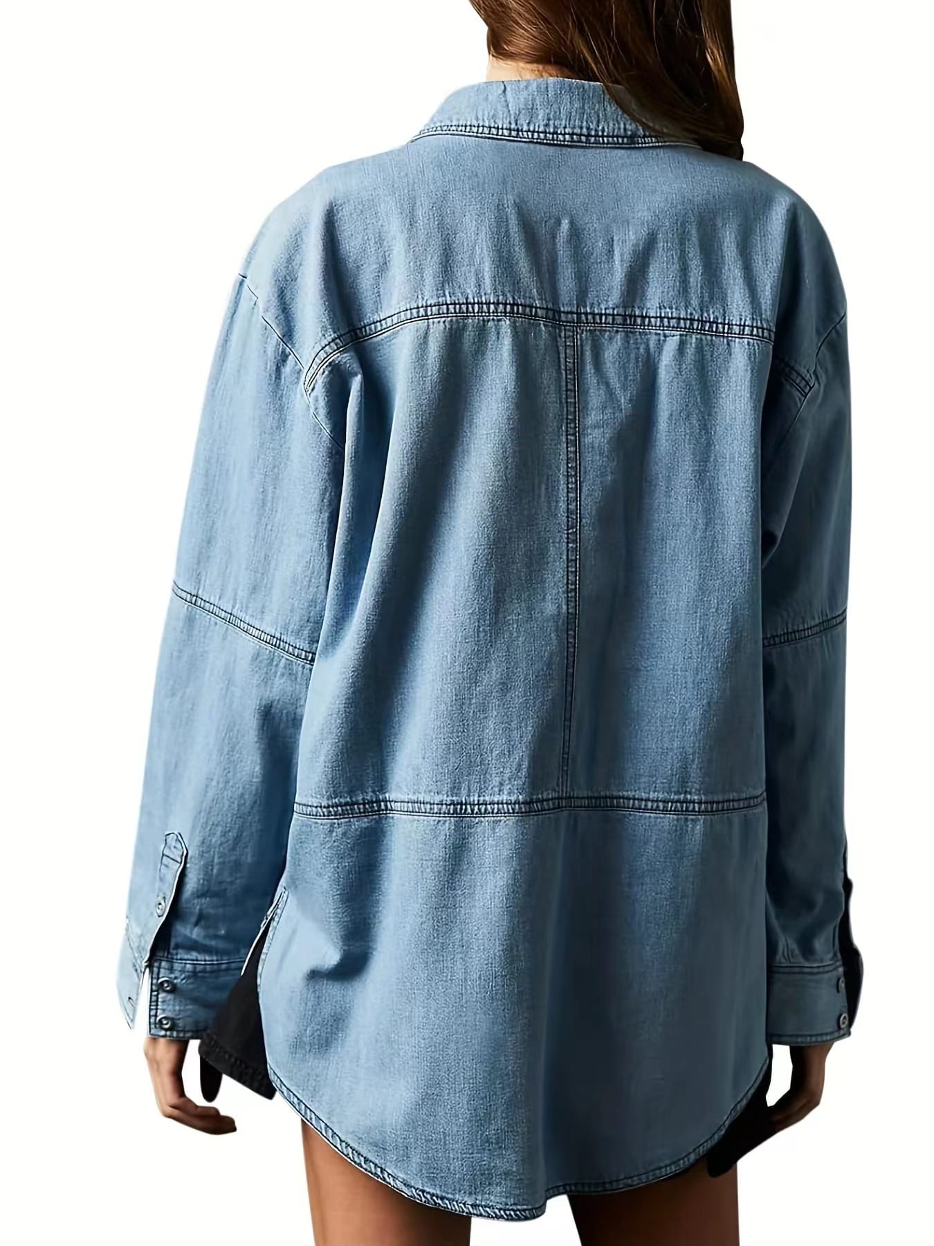 Rodeo Muse Denim Long Sleeve Top-Long Sleeve Tops-Krush Kandy, Women's Online Fashion Boutique Located in Phoenix, Arizona (Scottsdale Area)