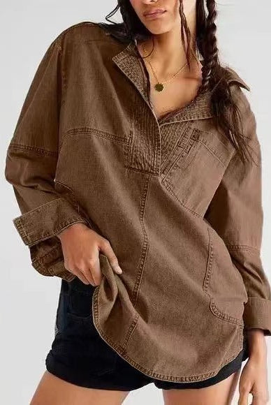 Rodeo Muse Denim Long Sleeve Top-Long Sleeve Tops-Krush Kandy, Women's Online Fashion Boutique Located in Phoenix, Arizona (Scottsdale Area)