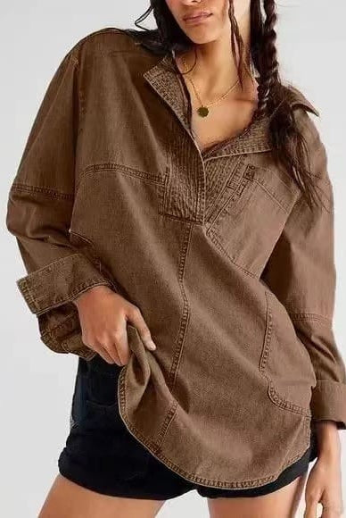 Rodeo Muse Denim Long Sleeve Top-Long Sleeve Tops-Krush Kandy, Women's Online Fashion Boutique Located in Phoenix, Arizona (Scottsdale Area)