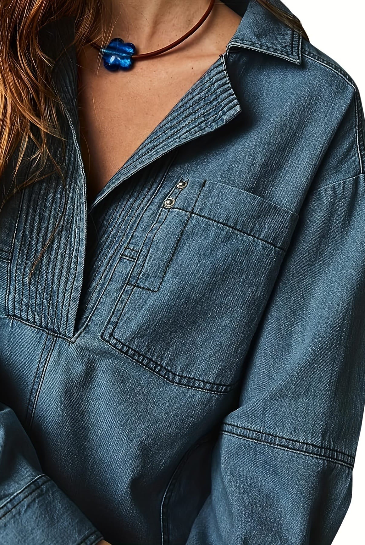 Rodeo Muse Denim Long Sleeve Top-Long Sleeve Tops-Krush Kandy, Women's Online Fashion Boutique Located in Phoenix, Arizona (Scottsdale Area)