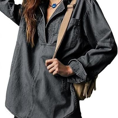 Rodeo Muse Denim Long Sleeve Top-Long Sleeve Tops-Krush Kandy, Women's Online Fashion Boutique Located in Phoenix, Arizona (Scottsdale Area)